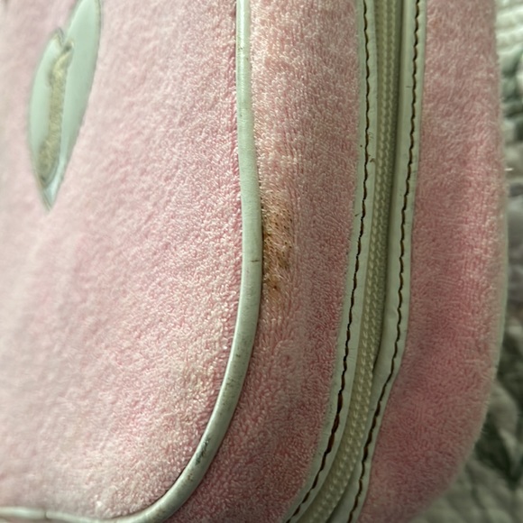Vintage RARE Juicy Couture light pink terry/raffia make up bag/purse. - Picture 5 of 12